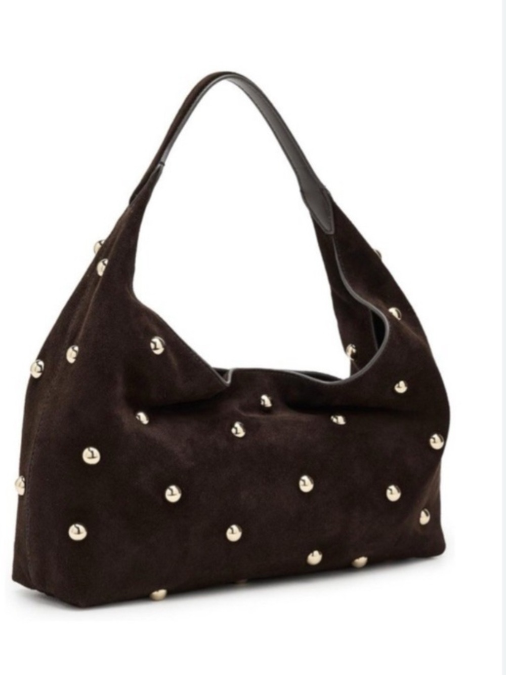 Madewell Mylie Shoulder Studded Suede Bag - Dark Brown